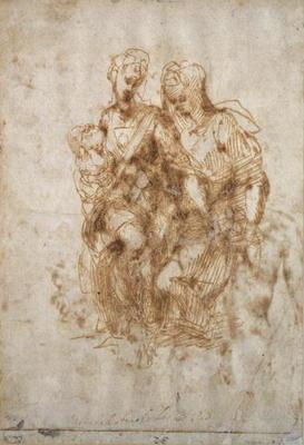 Study of St. Anne, after Leonardo Da Vinci's 'Anne', c.1502 (pen & ink on paper)