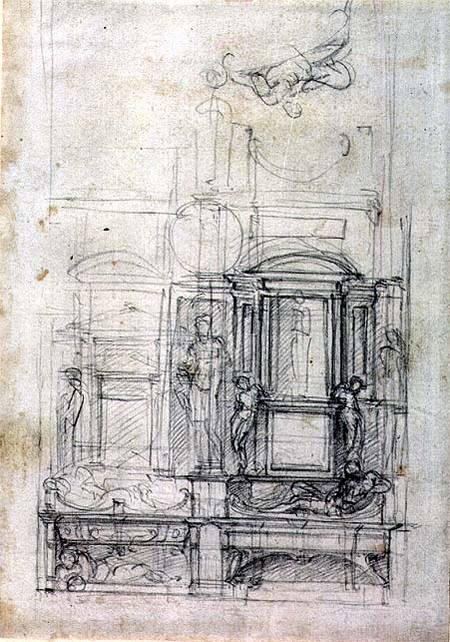 W.26r Design for the Medici Chapel in the church of San Lorenzo, Florence von Michelangelo (Buonarroti)