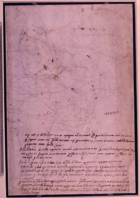 W.31 Page from a sketchbook, with script von Michelangelo (Buonarroti)