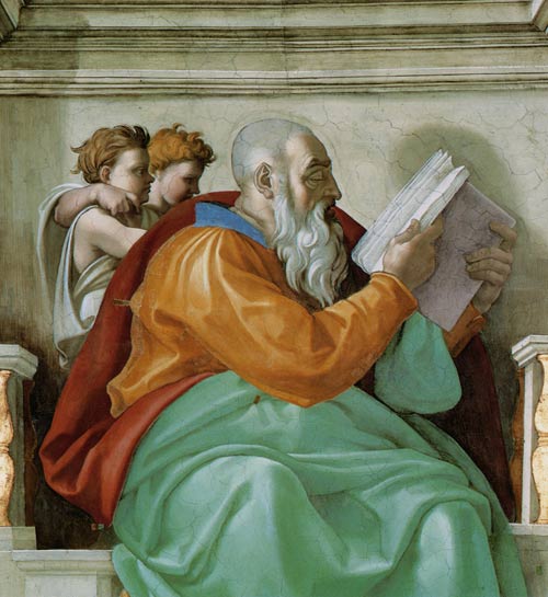 Zacharias (Ausschnitt Sixtinische Kapelle, Detail) von Michelangelo (Buonarroti)