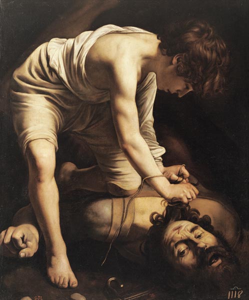 David besiegt Goliath. von Michelangelo Caravaggio