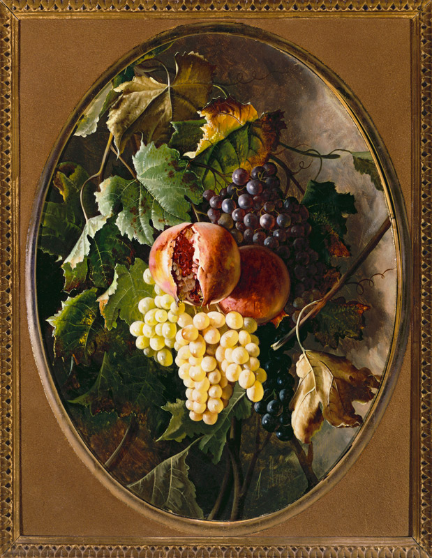 Granatäpfel und Weintrauben. von Michelangelo Meucci