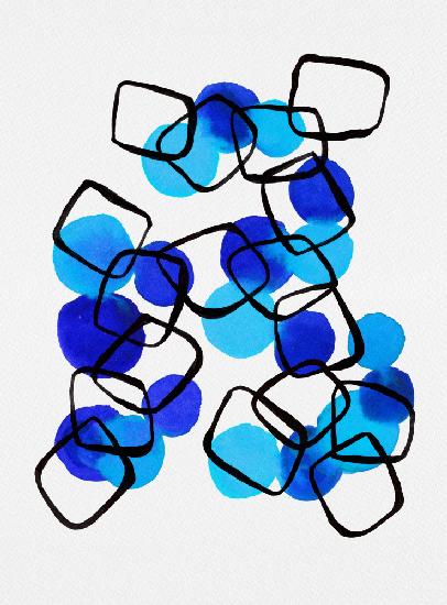 Blaue Formen,Kettenquadrate,abstrakt