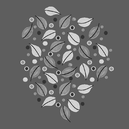 Schwarz-weiß gefallene Blätter auf Grau