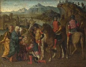 Coriolanus' Familie bittet ihn, Rom zu verschonen. Wohl um 1495-15
