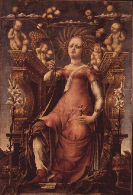 The Muse Thalia (Ceres Enthroned) (oil, tempera von Michele Pannonio