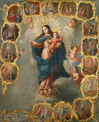 Immaculata im Rosenkranz. von Miguel Cabrera