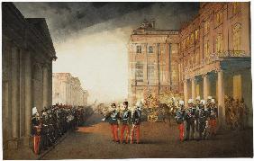 Parade vor dem Anitschkow-Palast am 26. Februar 1870 1870
