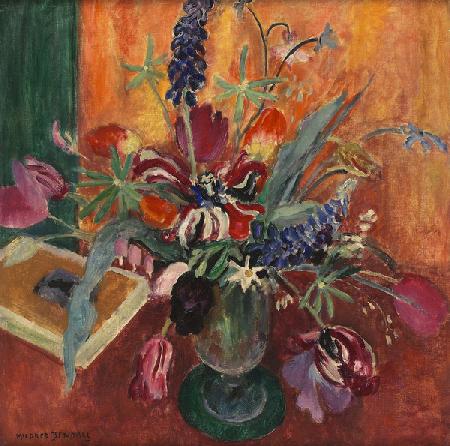 Lupins and tulips, c 1925