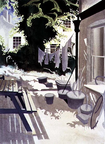 Back-Garden Washing Line, 1992 (w/c on paper)  von Miles  Thistlethwaite