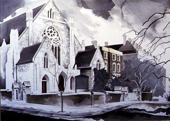 The Grey Nonconformist Church, 1998 (w/c on paper)  von Miles  Thistlethwaite
