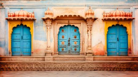 Blaue Türen in Indien. Farben und Architektur Asiens 2023