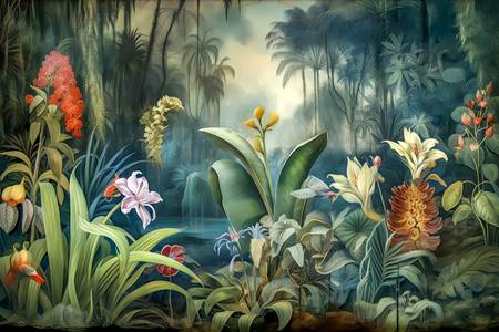 Blumen im Regenwald, Tropischer Wald, bunte Blumen und Pflanzen, Landschaft, Traumhafte Natur 2023