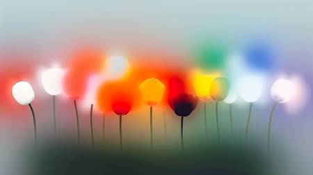 Ein abstraktes Bild mit unscharfe Tulpen auf unscharfen Hintergrund  2024