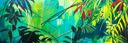 Ein digitales Gemälde mit tropischer Flora. Pflanzen im Regenwald 2023