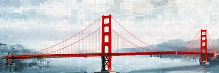 Ein digitales Gemälde von  Golden Gate Bridge in San Francisco.  2023