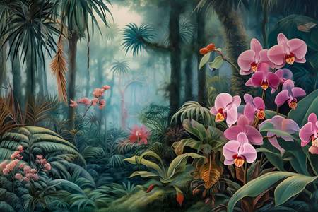 Pinke Orchideen, Tropischer Regenwald, Blumen im Regenwald, Jungle, Traumhafte Natur 2023