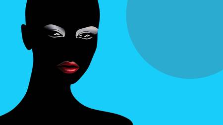 Silhouette einer faszinierenden Frau hebt sich vor einem blauen Hintergrund ab. Ihre eindrucksvollen 2023