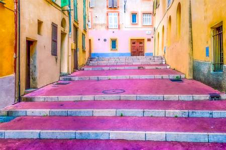 Treppe in Nizza, Frankreich in Pastel, Pas­tell­far­be, Fotokunst, Retro, Vintage 2018