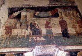 Taxing at Bethlehem, narthex fresco in the church 1413-17