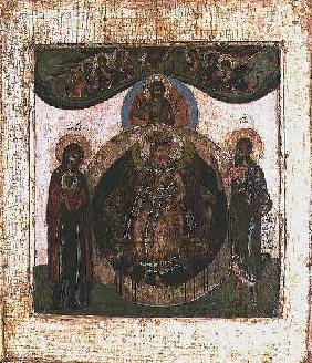 Russian icon of Sophia, The Holy Wisdom, enthroned in the form of a fiery winged angel 17th centu