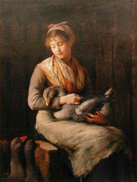 Young girl with geese von Mrs Dujardin-Beaumetz Petiet