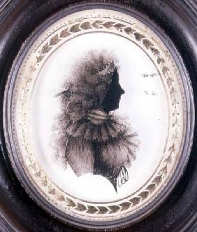 Silhouette of a lady, painted on convex glass late 18th