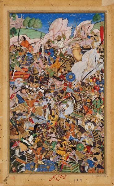Battle of Bundi, from the Akbarnama von Mughal School