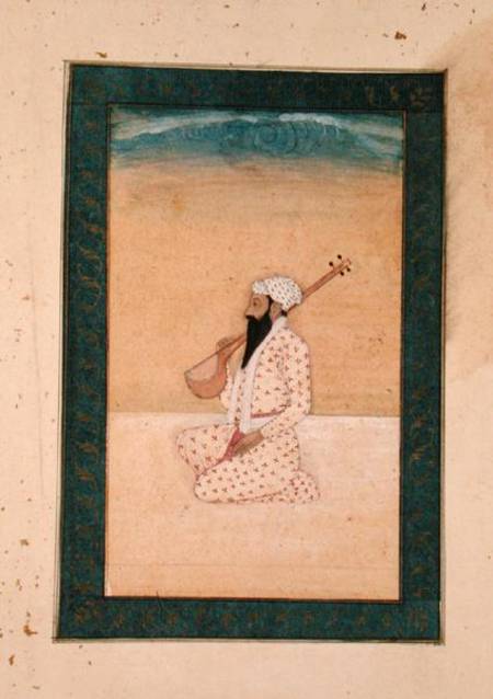 A bearded Tambura Player, from the Large Clive Album von Mughal School