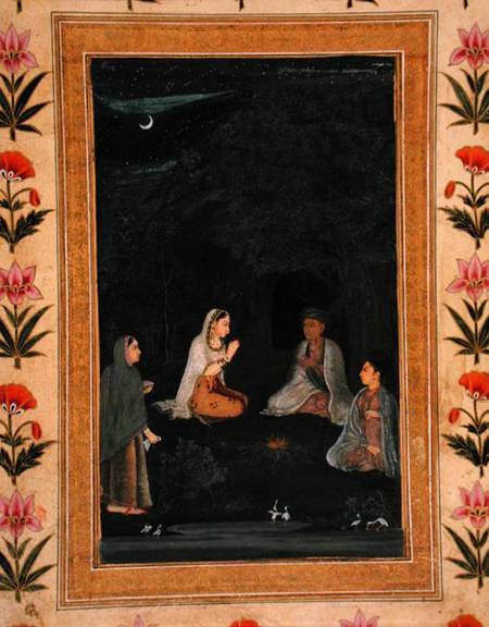 Lady visiting an ashram at night, from the Small Clive Album von Mughal School