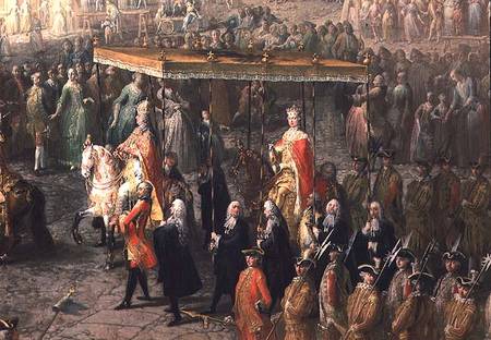 The coronation procession of Joseph II (1741-90) Emperor of Germany, in Romerberg von Mytens (Schule)