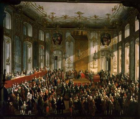 Empress Maria Theresa at the Investiture of the Order of St. Stephen von Mytens (Schule)