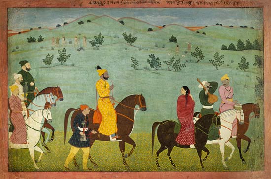 A Jasrota prince, possibly Balwant Singh, on a riding expedition von Nainsukh