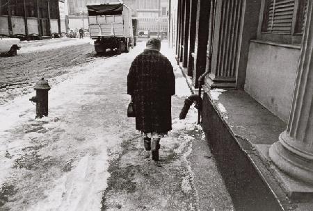 Lady Walking towards Canal Street on a Snowy Street, Untitled 39 1964