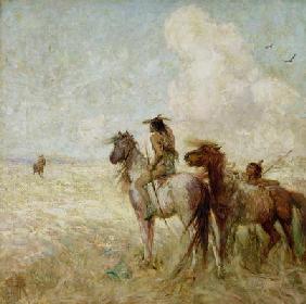 The Bison Hunters (oil on canvas) 18th