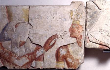 The Meeting of the Pharaoh and Horus, detail from a frieze depicting Ramesses II (1298-32 BC) amongs von New Kingdom Egyptian
