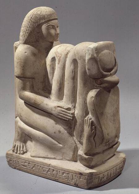 Statue of Setau presenting the cobra goddess Nekhbet von New Kingdom Egyptian