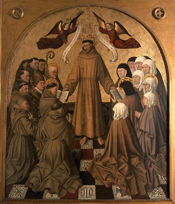 St. Francis Giving the Rule to his Disciples, panel from the Pala di Rocca (tempera & gold leaf on p von Niccolo Antonio Colantonio