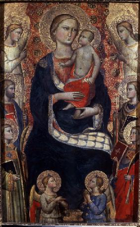 Madonna mit Kind, Heiligen und Engeln