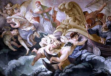 The Storm Miraculously Calmed on Contact with the Medallion of Pius V (1504-72) von Niccolo Francesco Lapi
