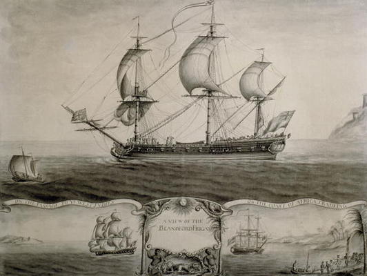 Views of the Blandford Frigate on the Passage to the West Indies and Trading on the Coast of Africa, von Nicholas Pocock