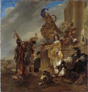 Ein Handelsherr, am Hafenpalast einen Schwarzen empfangend 1665