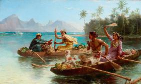 Race to the market, Tahiti (Wettfahrt zum Markt, Tahiti) 1880