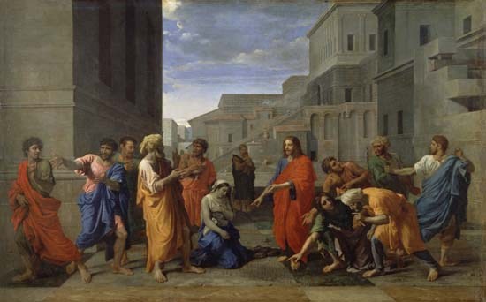 Christus und die Ehebrecherin von Nicolas Poussin