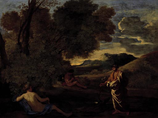 Numa Pompilius und die Nymphe Egeria von Nicolas Poussin