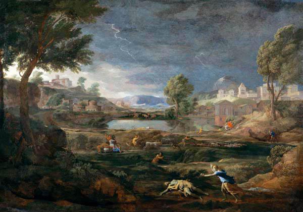 Gewitterlandschaft mit Pyramus und Thisbe 1651