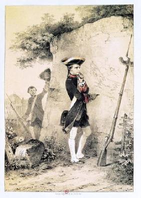 Napoleon I (1769-1821) at Military School in 1783, illustration from 'L'Empereur et la Garde Imperia c.1845