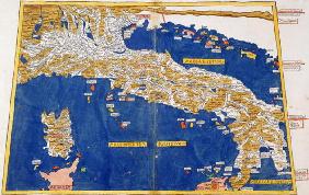 Ptolemaic Map of Italy, 1482 (coloured litho) 1876