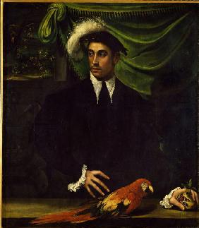 Bildnis eines jungen Mannes mit Papagei