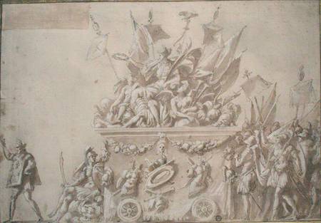 Triumphant Entry of Charles IX (1550-74) (pen & ink on paper) von Nicolo dell' Abate